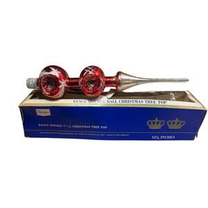 Vintage Double Ball Tree Topper Red In Original Box The Imperial Collection